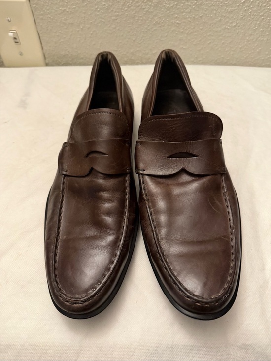 Tod\'s Dark Brown Leather Penny Loafers, pre-owned, gently owned. main image 13